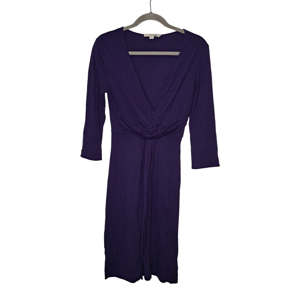 Boden Dark Blue Knot Front 3/4 Sleeve Midi Dress Size 6P Petite